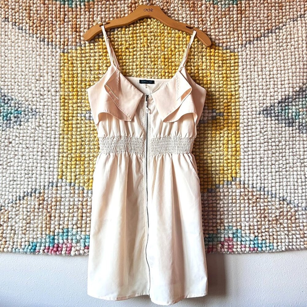 Zip Front Geometrical Dress with Pockets
